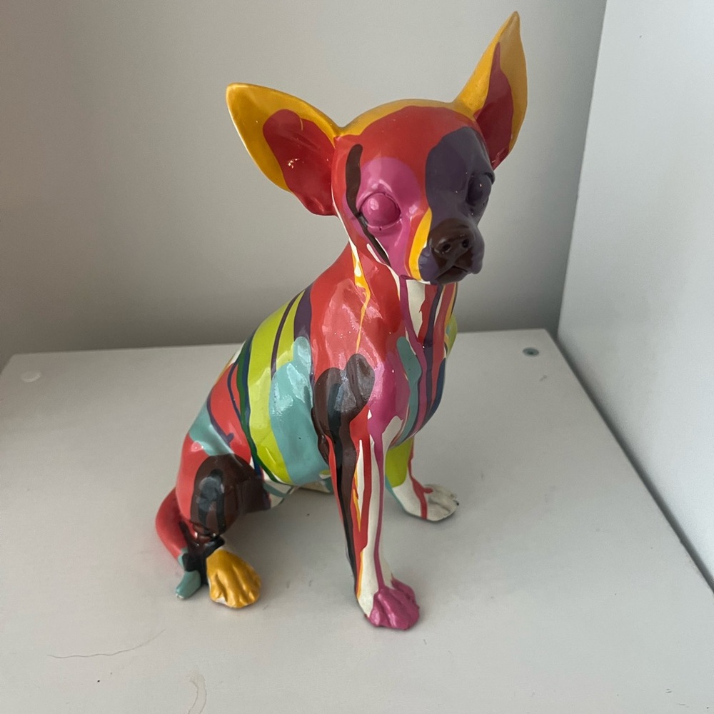 Colorful Multicolor Chihuahua Dog Figurine - Decorative Pet Statue